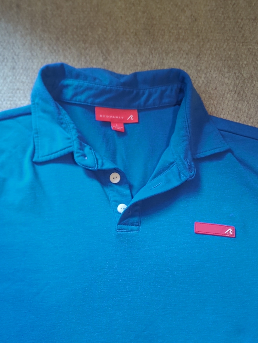 Mens Redvanly Golf Polo With Country Club Sleeve Logo Size Large Blue/White